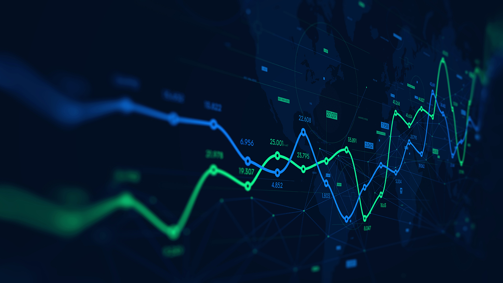 Digital building performance dashboard showing analytics, trend data, and operational intelligence metrics.