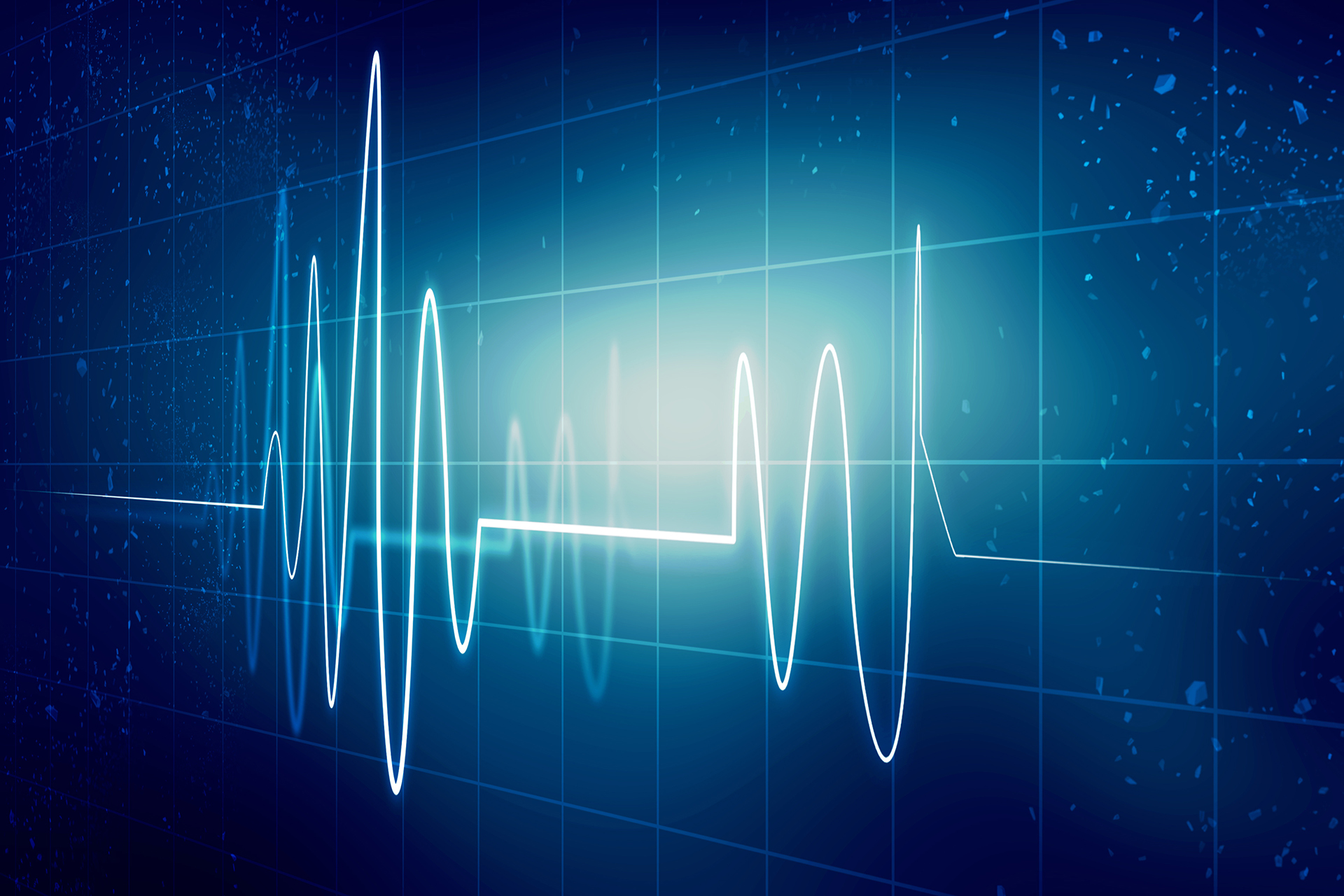 Abstract digital waveform representing governance, performance monitoring, and data-driven decision-making in commercial buildings.