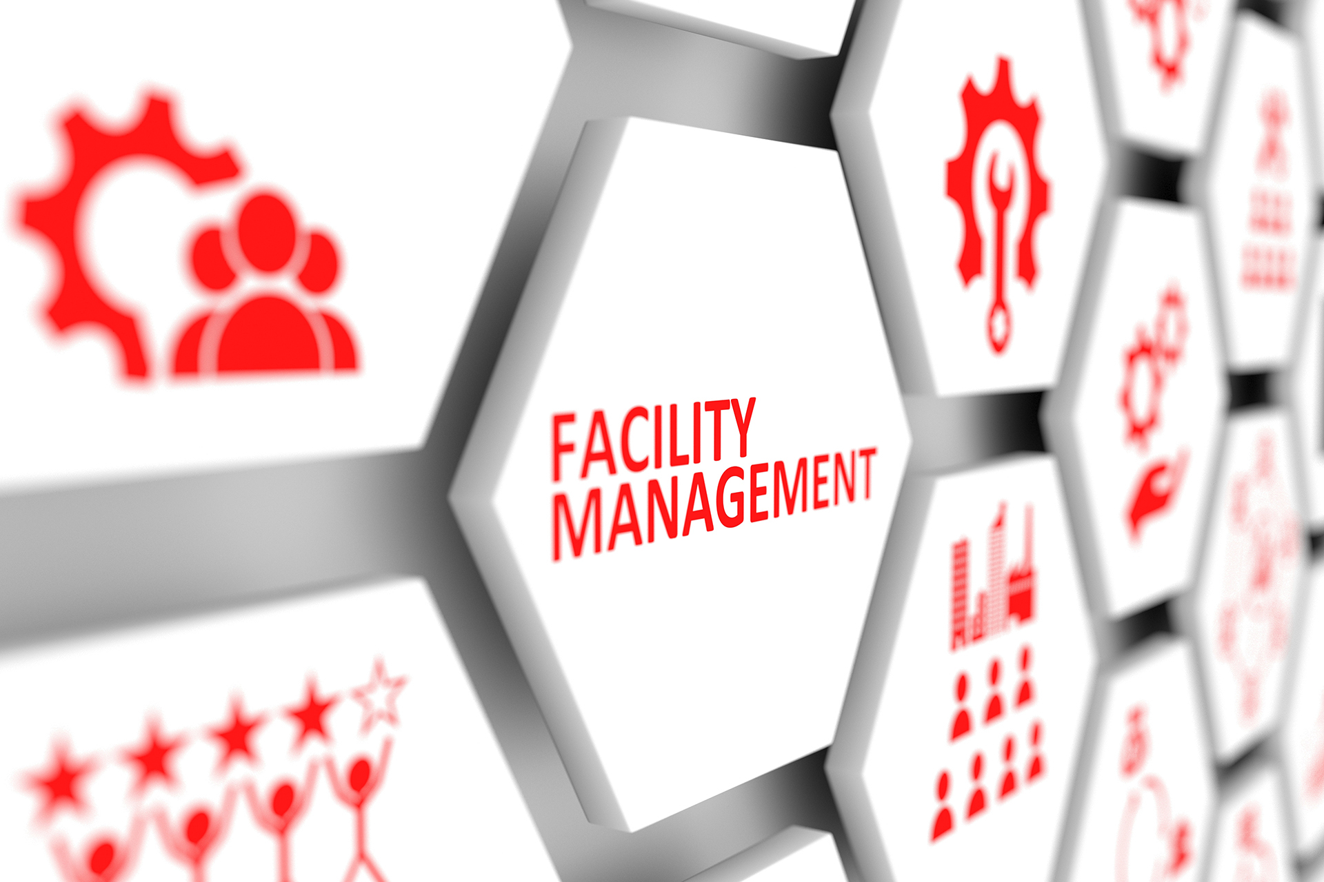 Facility management concept showing building operations, maintenance, compliance, and stakeholder coordination.