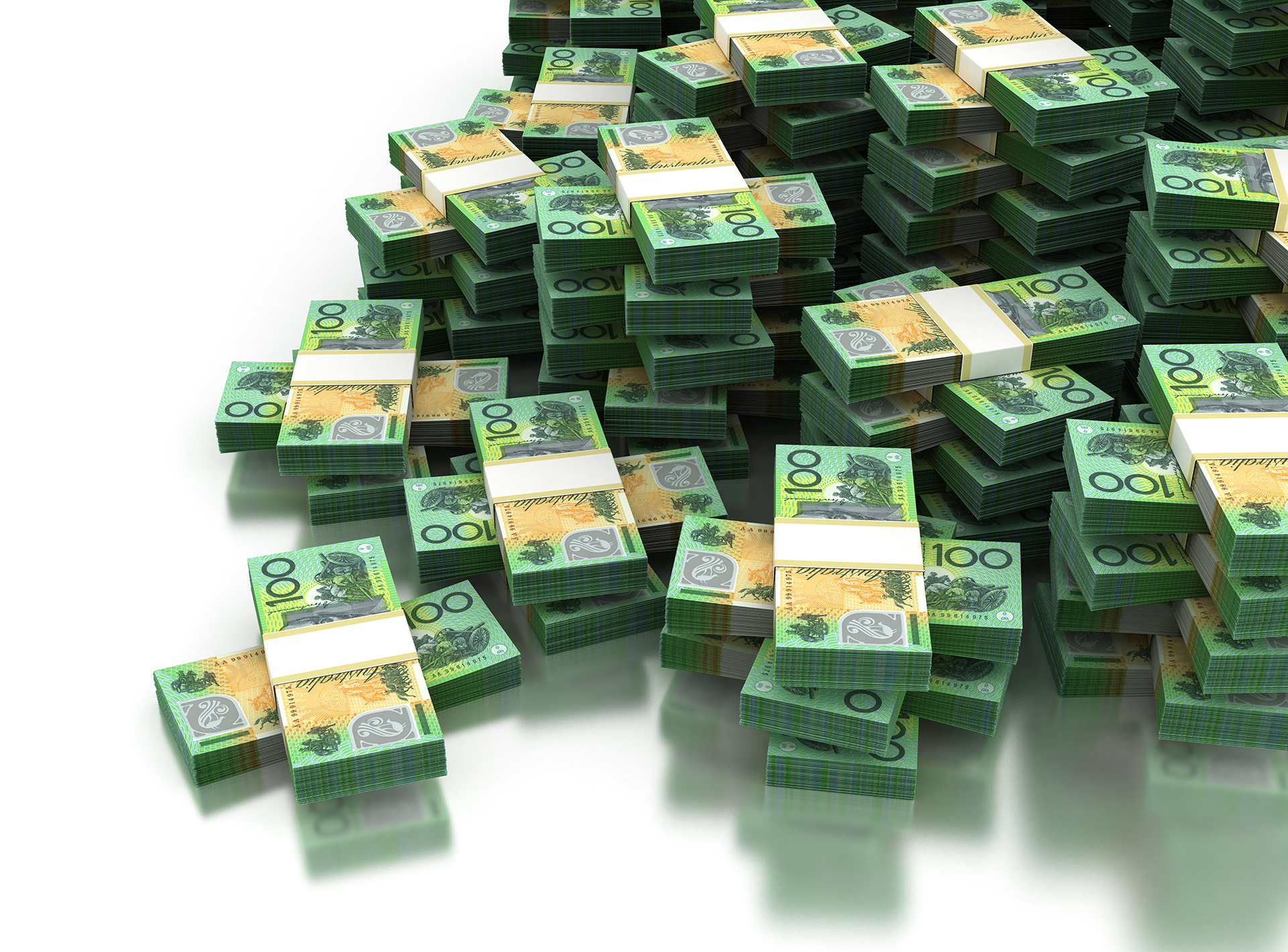 Stacks of Australian currency representing project financial governance, budget control, and capital expenditure management.